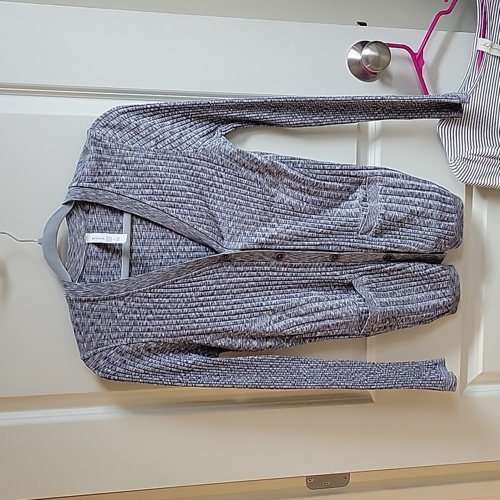 Athleta Revolve Gray Ribbed Cardigan